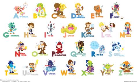 Cartoony Star Wars Characters Alphabet | Gadgetsin