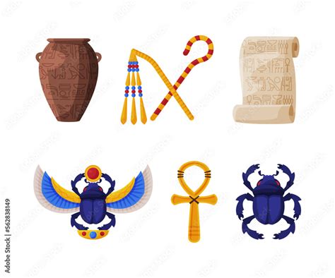 Ancient Egypt Symbols Set Egyptian Traditional Cultural And Historical