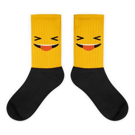 Yellow Face With Stuck Out Tongue And Tightly Closed Eyes Black Foot