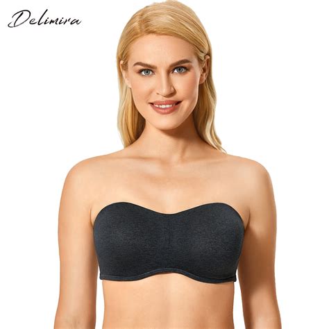 Delimira Womens Seamless Underwire Bandeau Minimizer Strapless Bra For