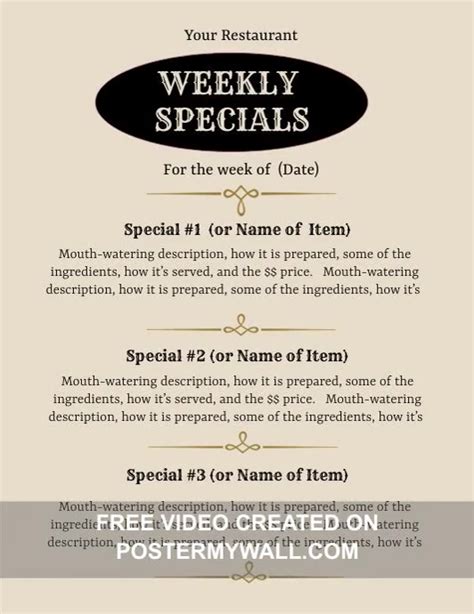 Weekly Specials Facebook Or Flyer 1 Template Postermywall