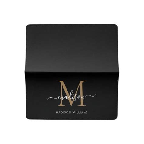 Stylish Black Gold Monogram Elegant Girly Script Checkbook Cover Zazzle