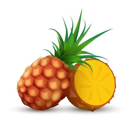 Ananas Entier Avec Un Demi Morceau D Ananas En Tranches Illustration