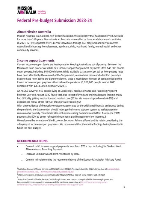 Position Statements Mission Australia