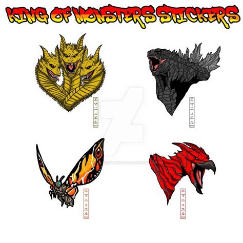 King Of Monsters Sticker Set Godzilla Mothra Ghido By