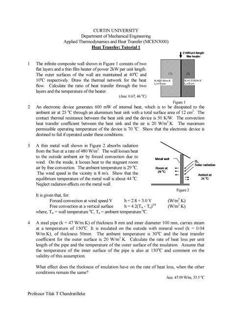 Ht Tut Solution Applied Thermodynamics And Heat Transfer Tutorials