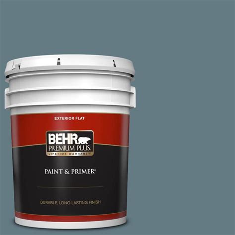 BEHR PREMIUM PLUS 5 Gal 540F 5 Smokey Blue Flat Exterior Paint