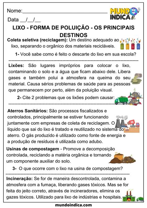 Atividades Sobre O Lixo Para O 5 Ano - 20 Atividades de Geografia para o 5 ano do Ensino Fundamental