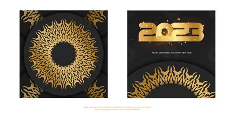 Happy 2023 new year greeting banner. Black and gold color. 14374286 ...