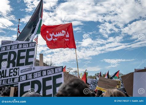 Washington Dc Bandeiras Na Marcha Da Propalestina Fotografia