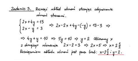 Zadania matematyka podst układy równań metoda przeciwnych