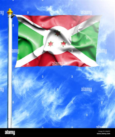 Blue Sky And Mast With Hanged Waving Flag Of Burundi Stock Photo Alamy