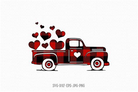 Valentines Day Truck Buffalo Plaid Svg Valentines Day Svg