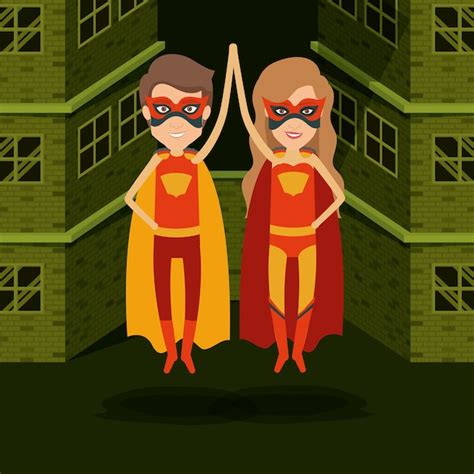 Premium Vector | Superhero couple