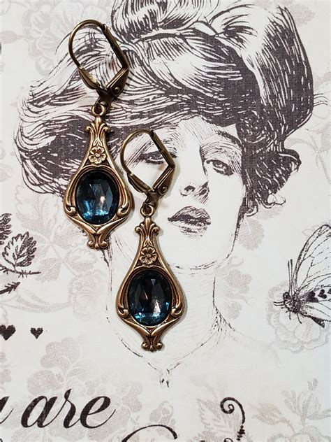 Blue Edwardian Earrings Edwardian Jewelry Victorian Etsy Edwardian