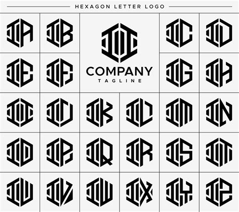 Modern Hexagon I Letter Logo Design Vector Set Hexagonal II I Logo