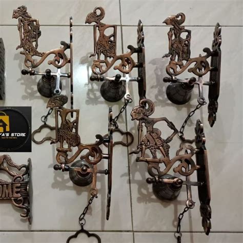 Bel Pintu Rumah Motif Wayang Lonceng Pintu Kuningan Tradisional Unik