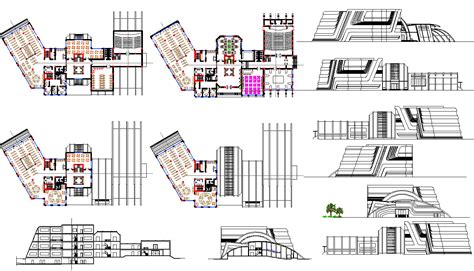 Library Layout Plan And Elevation Design Dwg File Cadbull