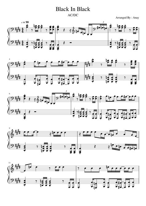 Back In Black L Ac Dc L Sheet Music For Piano Solo