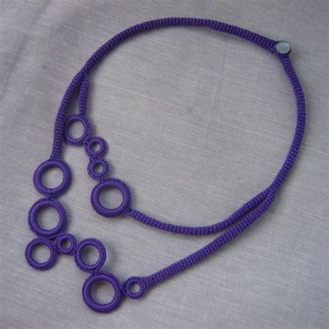 Purple Ring Freeform Crochet Circle Necklace