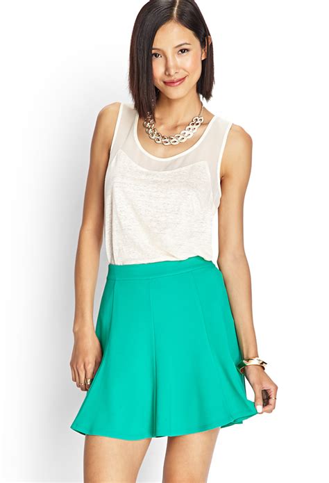 Lyst Forever 21 Knit Skater Skirt In Green