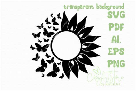 Commercial Use Sunflower Svg File Butterfly Sunflower Png Etsy