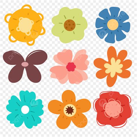 Cute Sticker Set Vector Hd Png Images Cute Cartoon Flower Sticker Set