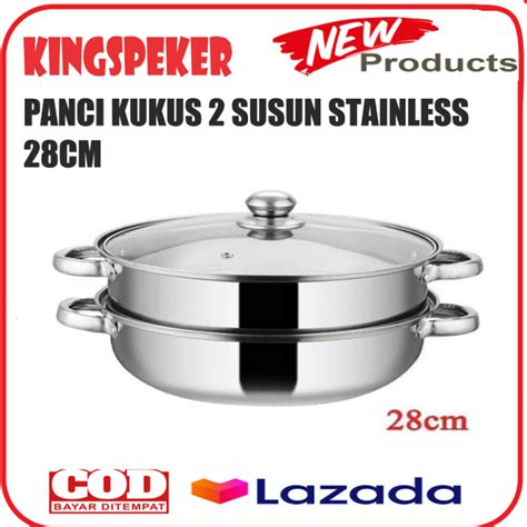 Panci Streamer Kukusan 28cm 2 Susun Stainless Panci Pengukus Kukus