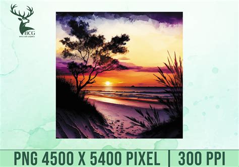 Beach Sunset Watercolor Graphic by Best Craft Graphics · Creative Fabrica