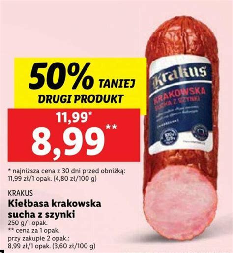 Promocja KRAKUS Kiełbasa krakowska sucha z szynki 250g w Lidl