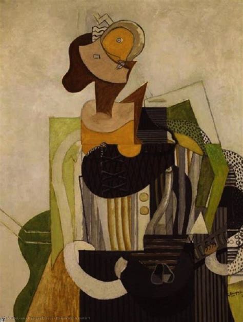 Grabados De Calidad Del Museo Mujer Con Guitarra 1 De Georges Braque