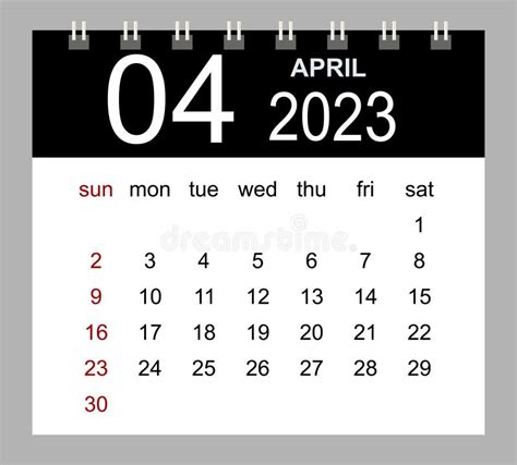 April 2023 Vector Monthly Calendar Template 2023 Year In Simple Style For Template Design Stock