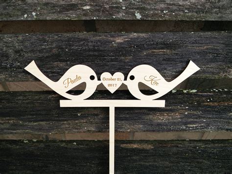 Love Birds Personalized Cake Topper Laser Cut Engraved Etsy