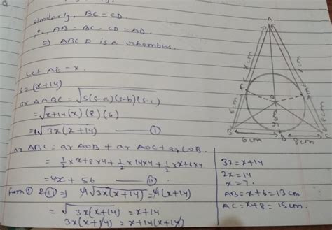 A Triangle ABC Is Drawn To Circumscribe A Circle Of Radius 4cm Such