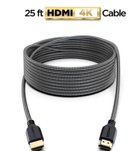 Powerbear 4k Hdmi Cable 25 Ft Braided Nylon And Gold Connectors For