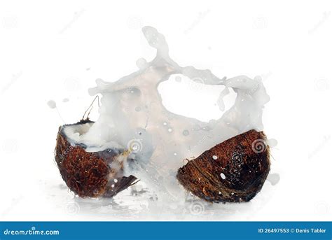 Cracked coconut stock image. Image of spilling, milk - 26497553