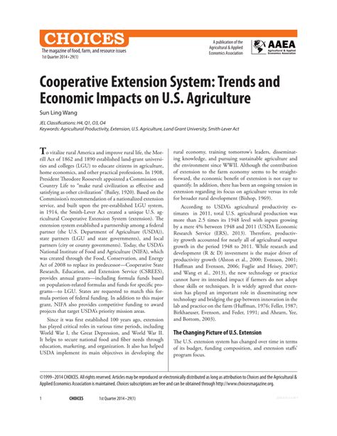 Pdf Cooperative Extension System Trends And Economic Impacts On Us