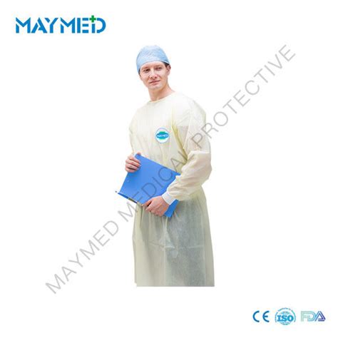 PP Nonwoven Disposable Isolation Gowns 30gsm Blue Yellow Single Use