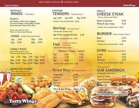 Online Menu Of Tasty Wings Restaurant Birmingham Alabama 35211 Zmenu