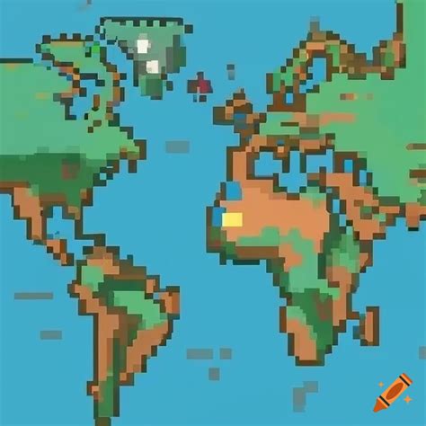 Pixel Art Style Map Of The World On Craiyon