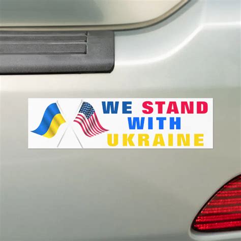 We Stand With Ukraine Usa Flag Ukrainian Flag Bumper Sticker Zazzle