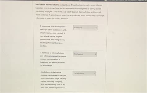 Solved Match Each Definition To The Correct Term These Chegg