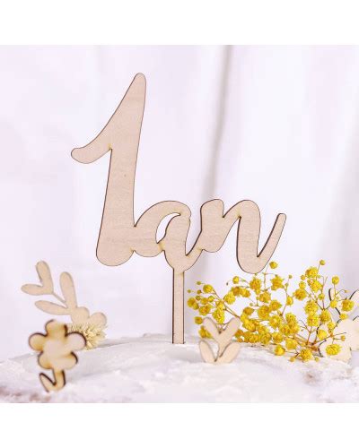 Cake Topper Bapt Me En Bois Personnalis Moderne Ourson C Lin