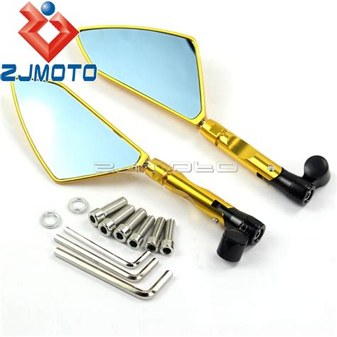 10mm 8mm Rear View Mirrors Motorcycle Gold Cnc Aluminum Motorbike Side