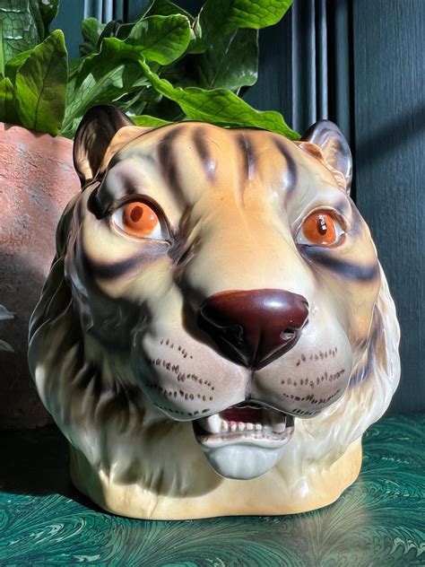 1950 S Ceramic Tiger Head Planter By Inarco Japan