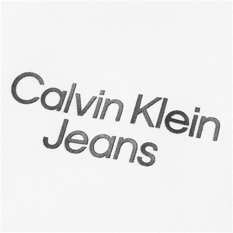 Calvin Klein Stacked Logo T Shirt Brghtwht End