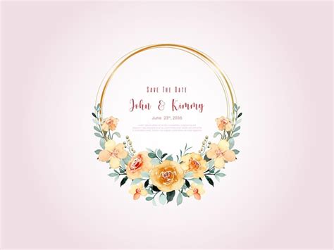 Premium Vector Save The Date Floral Water Color Circle Wreath