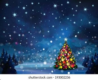 Vector Winter Scene Christmas Tree Stock Vector (Royalty Free ...