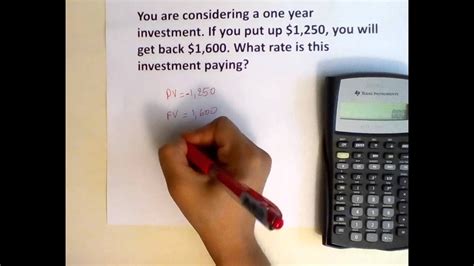 Determine The Interest Rate Of A Lump Sum Investment Using Ti Baii Plus Calculator Youtube