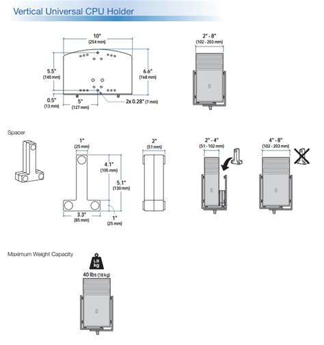 Ergotron 97-468-202/ 216 Vertical Universal CPU Holder Настенное ...